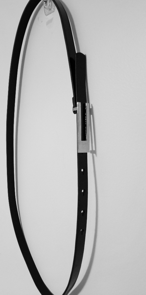 Black Shiny Faux Leather Belt Silver Peg Buckle
